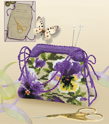 Cross Stitch Kit Pansy pincushion/Bag - RIOLIS