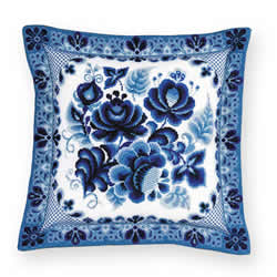 Cross stitch kit Cushion/Panel Gzhel Painting - RIOLIS
