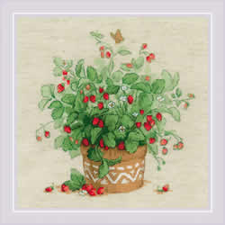 Cross stitch kit Strawberries in a Pot - RIOLIS