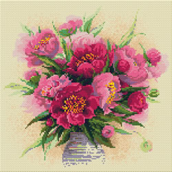 Diamond Mosaic Peonies in a Vase - RIOLIS