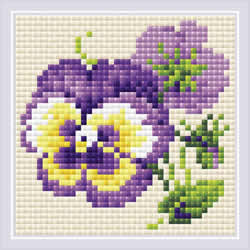 Diamond Mosaic Pair of Pansies - RIOLIS