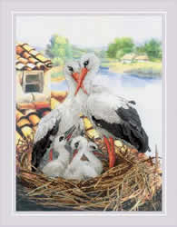 Cross stitch kit Stork Family - RIOLIS
