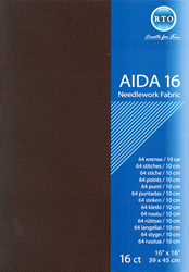 Borduurstof Aida 16 count - Black - RTO