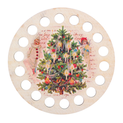 Plywood organizer - Round with print Christmas - RTO