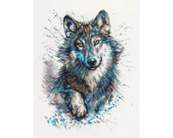 Borduurpakket Snow Splashes - Wolf - RTO