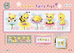 Cross stitch kit Golden Fairy Pigs - Soda Stitch