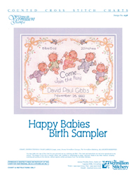 Borduurpatroon Happy Babies Birth Sampler - Vermillion Stitchery
