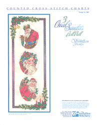 Cross Stitch Chart 3 Oval Santas BellPull - Vermillion Stitchery