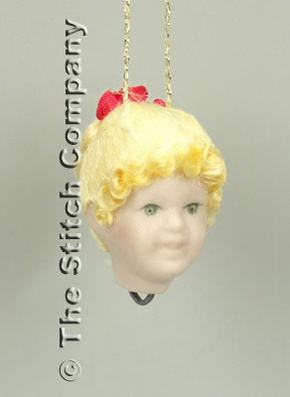Handmade Porcelain Angel Head small, blond hair - Emie Bishop