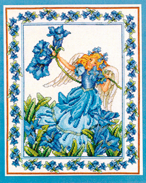 Borduurpatroon Blue Morning Glory Angel - Vermillion Stitchery