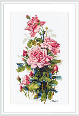 Cross stitch kit Pink Roses - Merejka