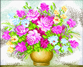 Pre-printed cross stitch kit Vase of Flowers - Needleart World