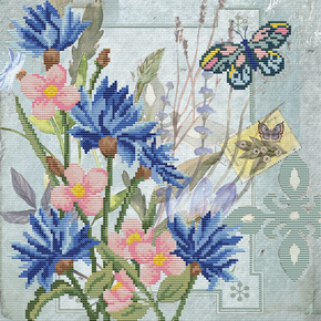 Pre-printed cross stitch kit Cornflower Field - Needleart World