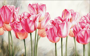 Pre-printed cross stitch kit Pink Tulips - Needleart World