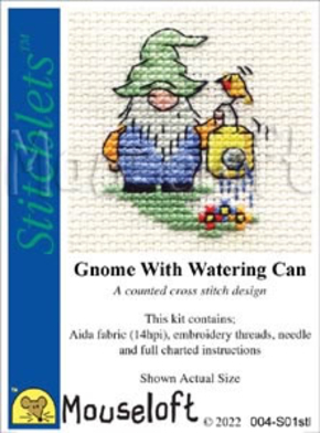 Cross stitch kit Gnome with Watering Can - Mouseloft