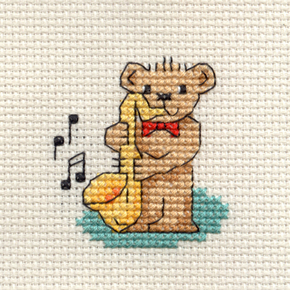 Cross Stitch Kit Saxophone Teddy - Mouseloft