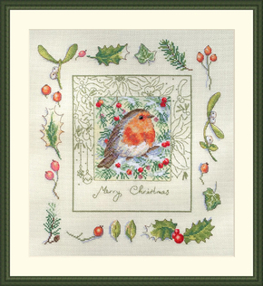 Cross stitch kit The Christmas Robin - Merejka