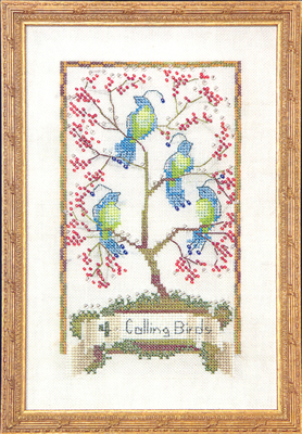 Borduurpatroon Four Calling Birds - Mirabilia Designs