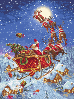 Cross stitch kit The Reindeers on its Way! - Leti Stitch