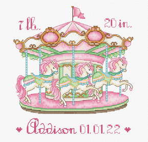 Cross stitch kit Baby Carousel Pink - Leti Stitch