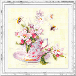 Cross stitch kit Cup and Apple Blossom - Magic Needle
