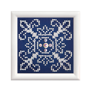 Diamond Dotz White on Blue with Frame - Needleart World