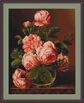 Petit Point borduurpakket Vase of roses - Luca-S