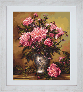 Petit Point stitch kit Vase of Peonies - Luca-S