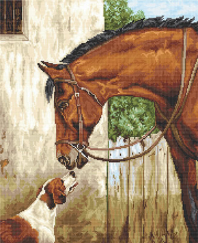 Petit Point stitch kit Hunter and Foxhound - Luca-S