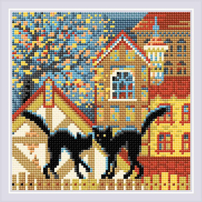 Diamond Mosaic City & Cats Autumn  - RIOLIS