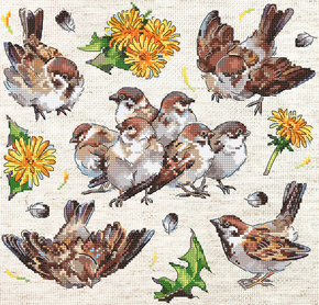 Cross stitch kit Sparrows - Leti Stitch