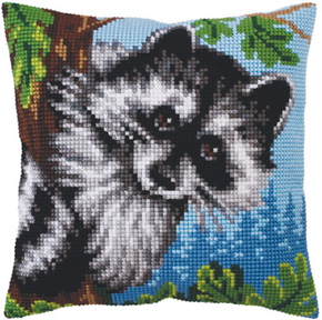 Cushion cross stitch kit Little Raccoon - Collection d'Art