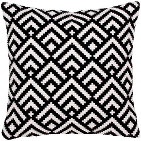 Cushion cross stitch kit Black-and-white - Collection d'Art