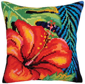 Kussen borduurpakket Hibiscus Flower - Collection d'Art