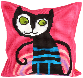 Cushion cross stitch kit Escaped Cat - Collection d'Art