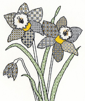 Cross stitch kit Blackwork - Daffodil - Bothy Threads