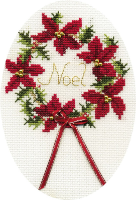 Cross stitch kit Christmas Card - Wreath  - Derwentwater Designs