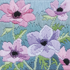 Platsteek pakket Long Stitch - Purple Anemones - Derwentwater Designs