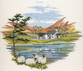 Cross stitch kit Countryside - Lakeside Farm - Derwentwater Designs