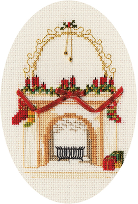 Cross stitch kit Christmas Card - Fireplace  - Bothy Threads